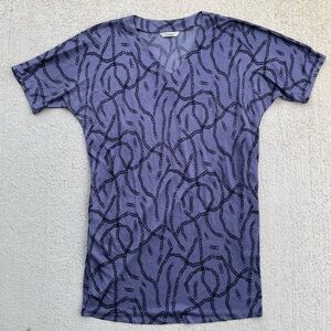 Tucker Silk Jersey Mini Dress Chain Print Blue V Neck quiet luxury Art Small